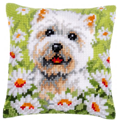 Dog and Daisies Cushion
