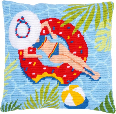 click here to view larger image of Swimming Pool Cushion - Angled Clamping Stitch (needlepoint kit)