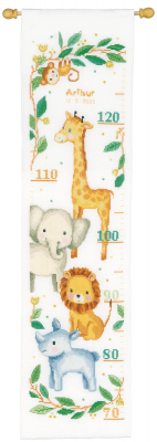click here to view larger image of Jungle Animals Growth Chart (counted cross stitch kit)