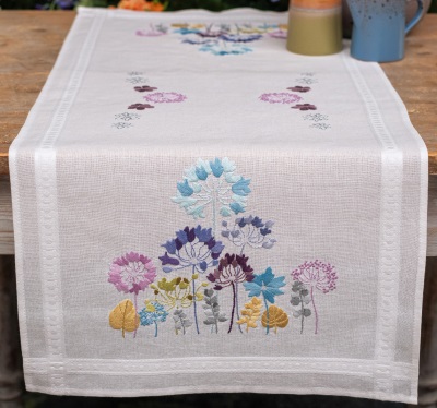 Allium in Blue and Purple Table Runner