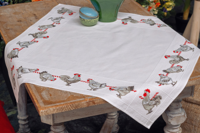 click here to view larger image of Chickens Tablecloth  (counted cross stitch kit)