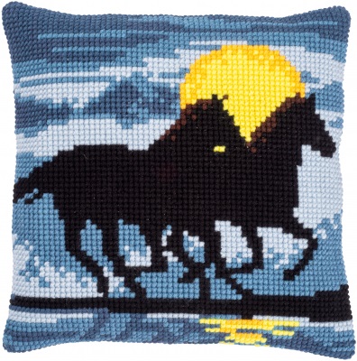 click here to view larger image of Horses in Moonlight Cushion (needlepoint kit)