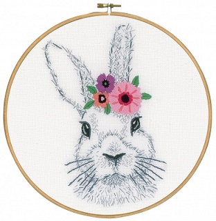 Rabbit with Flowers - Embroidery