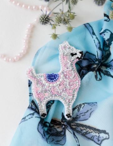click here to view larger image of Pink Llama (bead embroidery kit)