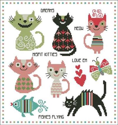 Misfit Kitty Cats Colorful