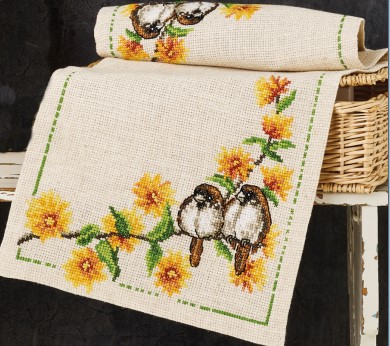 Buttercup and House Sparrow Table Runner