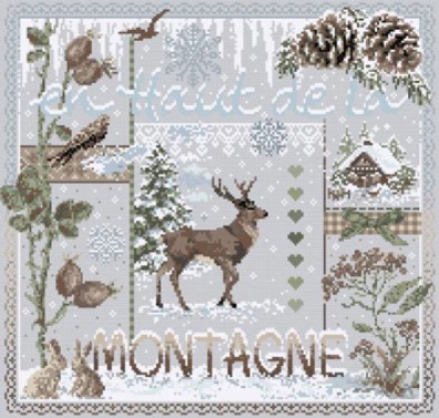 click here to view larger image of En Haut de la Montagne (KIT) - Linen (counted cross stitch kit)