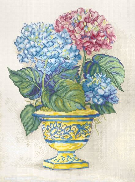 click here to view larger image of Hydrangea Blooms (counted cross stitch kit)
