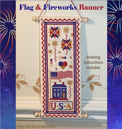 Flag & Fireworks Banner