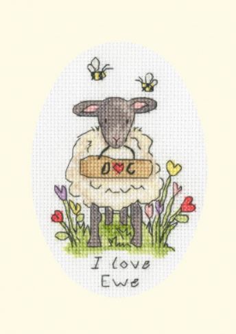 click here to view larger image of Card - I Love Ewe (counted cross stitch kit)