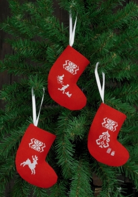 Reindeer Stocking Ornaments Red 