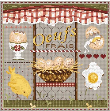 click here to view larger image of Mini - Oeufs Frais KIT - Linen (counted cross stitch kit)