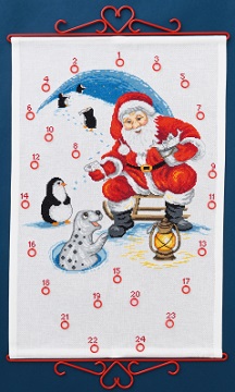 click here to view larger image of Santa Claus & Penguins Advent Calendar (counted cross stitch kit)