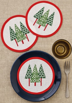 click here to view larger image of Christmas Trees Plate Doily (3 pcs) (counted cross stitch kit)