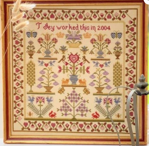 click here to view larger image of Heart Pot Sampler KIT - 32ct Linen (counted cross stitch kit)