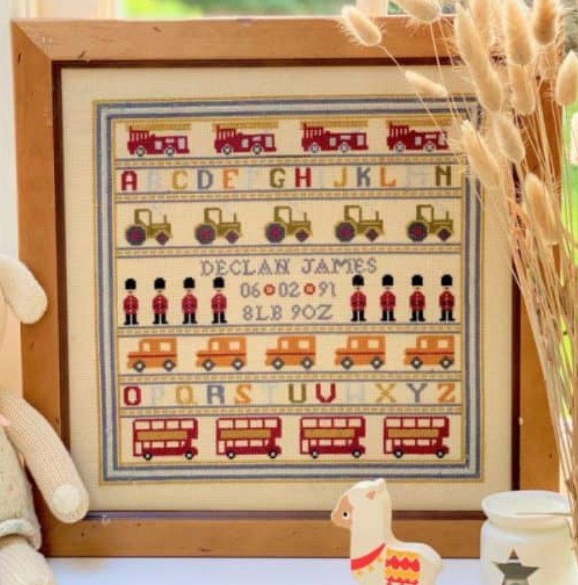 click here to view larger image of Soldier Soldier Birth Sampler Kit - 32ct Linen (counted cross stitch kit)