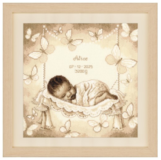 click here to view larger image of Baby in Hammock Birth Announcement (counted cross stitch kit)