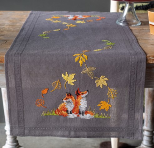 click here to view larger image of Foxes in Autumn Table Runner (counted cross stitch kit)