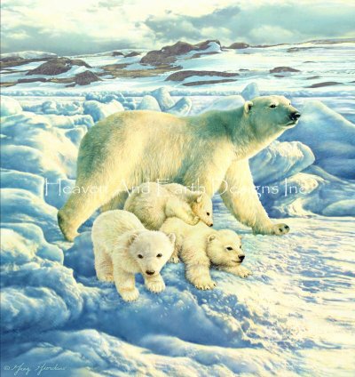 Polar Bear with Babies - Greg Giordano
