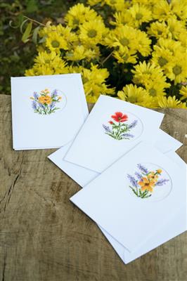 click here to view larger image of Greeting Cards - Flowers and Lavender (counted cross stitch kit)