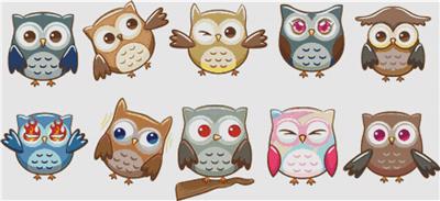 Cute Cartoon Owl Set