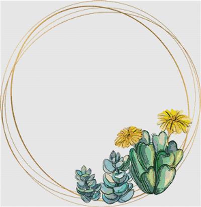 Round Gold Frame with Succulents