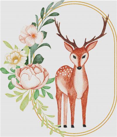 Watercolour Deer Floral Frame