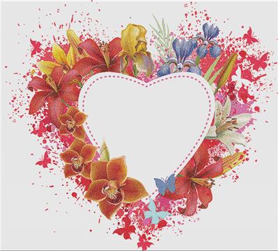 Heart with Flowers and Butterflies