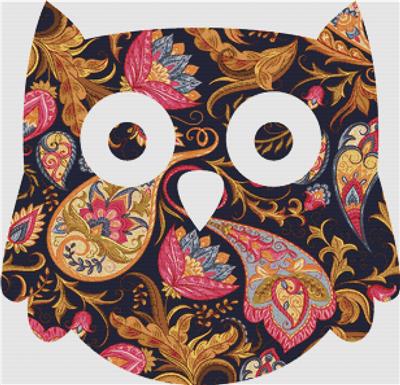 Magenta and Gold Paisley Owl