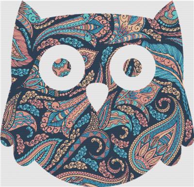 Pink and Blue Paisley Owl