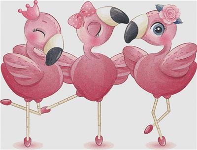 Three Cute Flamingos