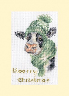click here to view larger image of Moo-rry Christmas Card (counted cross stitch kit)