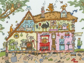 click here to view larger image of Cut Thru Cat Cottage (counted cross stitch kit)