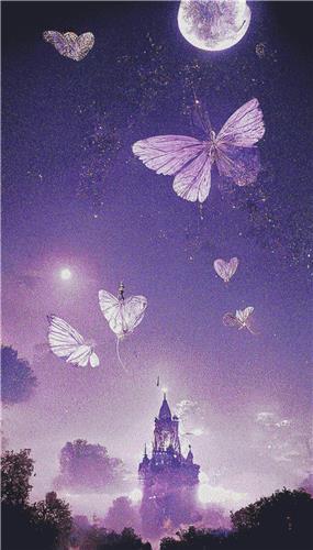 Purple Castle with Butterflies