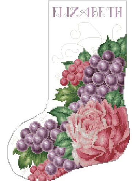 click here to view larger image of Rose And Grapes Stocking (chart)