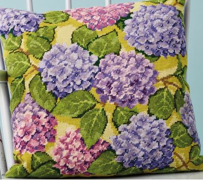 click here to view larger image of Hydrangea Pillow (counted cross stitch kit)