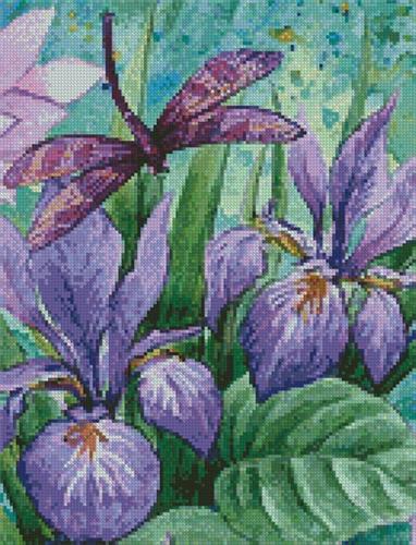 Irises and Dragonflies (Crop) 