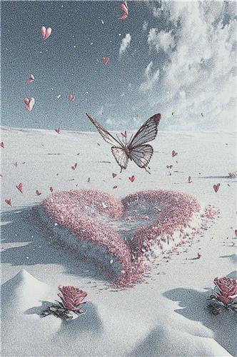 Pink Heart in the Snow