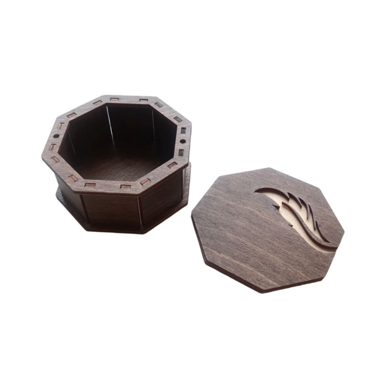 click here to view larger image of Wooden Box Octagonal - Feather (accessory)