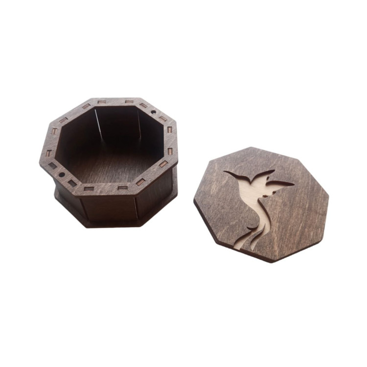 Wooden Box Octagonal - Hummingbird 