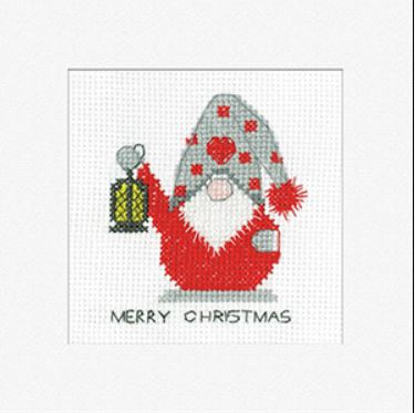 click here to view larger image of Gonk Christmas Lantern Card - Kirsten Roche (counted cross stitch kit)