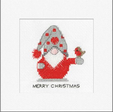 click here to view larger image of Gonk Christmas Robin Card - Kirsten Roche (counted cross stitch kit)