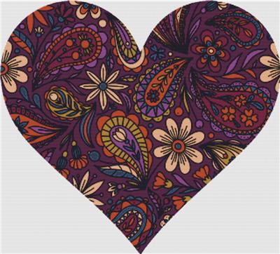 Purple Paisley Heart