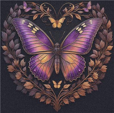 Mystical Purple Butterfly Heart