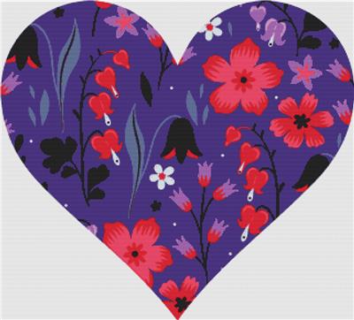 Red and Violet Floral Heart