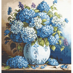 click here to view larger image of Vase with Hydrangeas - SB700 (counted cross stitch kit)