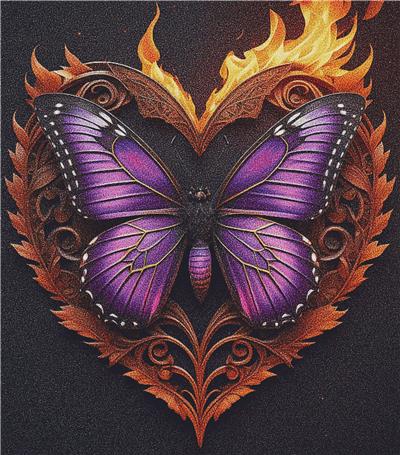 Flaming Butterfly Heart