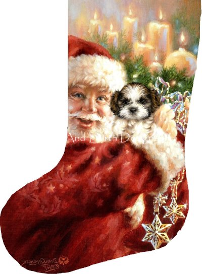 Stocking Shih Tzu for Christmas Flipped - Dona Gelsinger