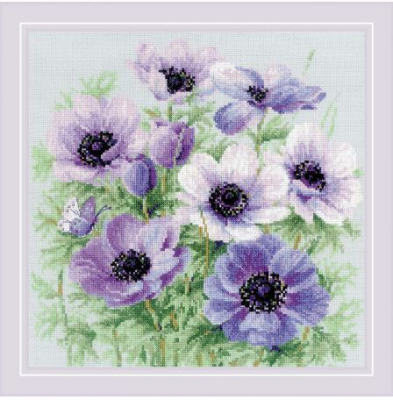click here to view larger image of Purple Anemones (counted cross stitch kit)