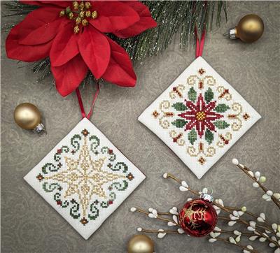 Poinsettia and Christmas Star Ornaments